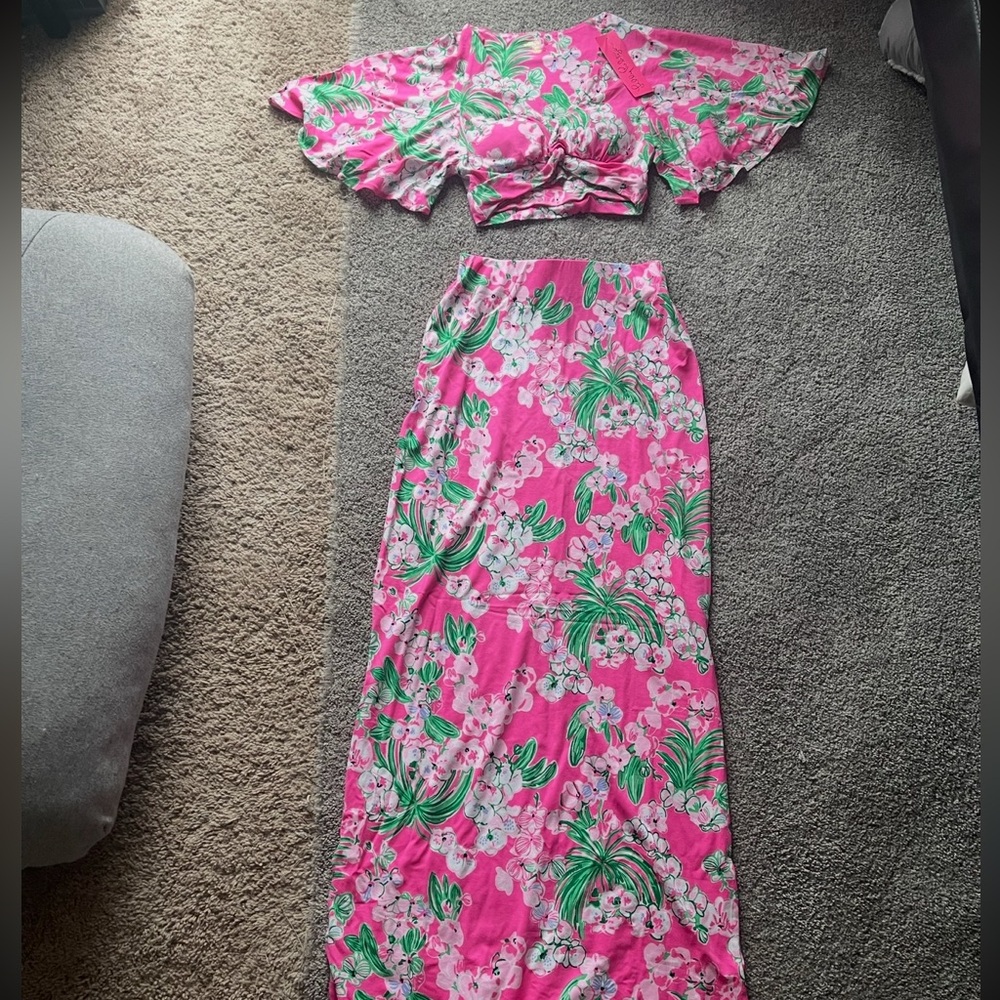 Lilly Pulitzer Roxie Pink Worth A Look Maxi 2-piece set